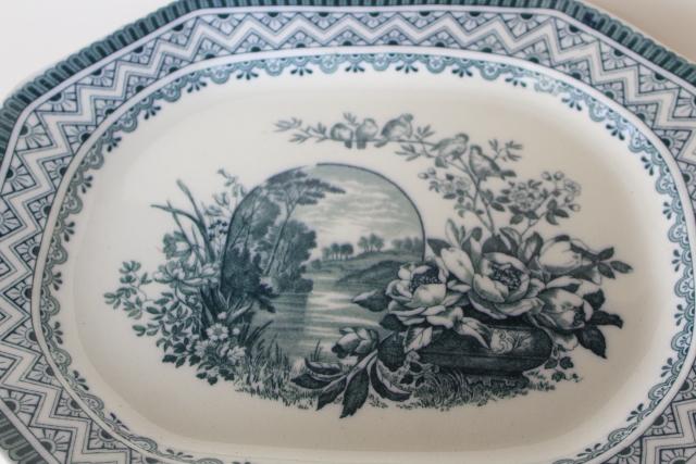 photo of antique Wedgwood china platter Edinburg blue & white aesthetic vintage transferware #2