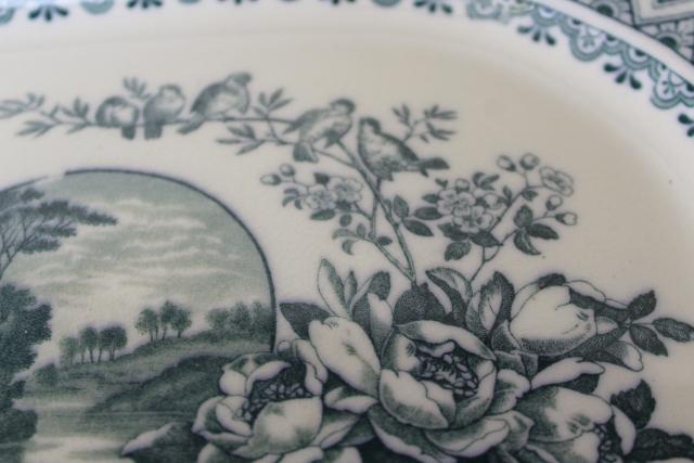 photo of antique Wedgwood china platter Edinburg blue & white aesthetic vintage transferware #3