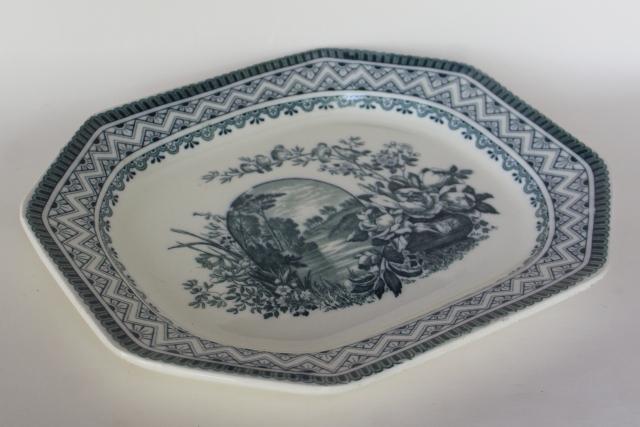 photo of antique Wedgwood china platter Edinburg blue & white aesthetic vintage transferware #9