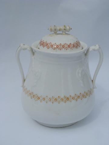 photo of antique Wedgwood china tea service waste bowl or covered biscuit jar, rope handles #1