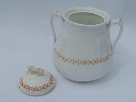 photo of antique Wedgwood china tea service waste bowl or covered biscuit jar, rope handles #2