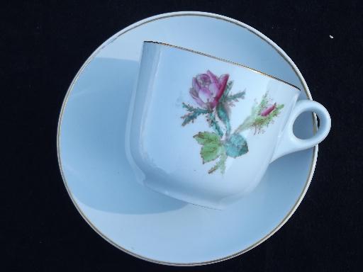 photo of antique Wedgwood moss rose ironstone china, set of 12 cups and saucers #5