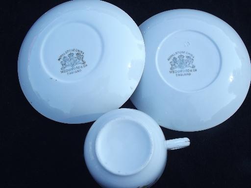 photo of antique Wedgwood moss rose ironstone china, set of 12 cups and saucers #7