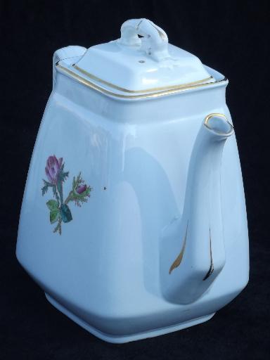 photo of antique Wedgwood moss rose ironstone china tea set, teapot, cream pitcher, sugar #3
