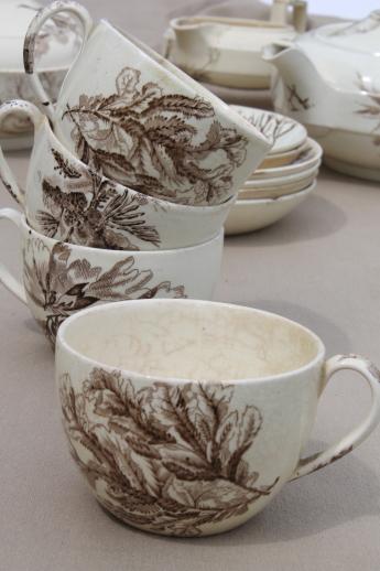 photo of antique Wedgwood seaweed brown transferware china, aesthetic vintage tea set dishes  #6