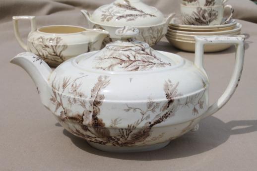 photo of antique Wedgwood seaweed brown transferware china, aesthetic vintage tea set dishes  #9