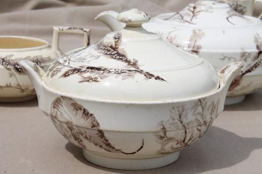 photo of antique Wedgwood seaweed brown transferware china, aesthetic vintage tea set dishes  #14
