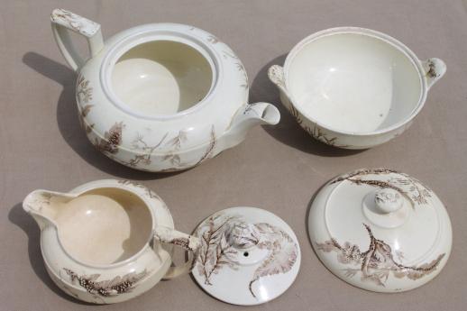 photo of antique Wedgwood seaweed brown transferware china, aesthetic vintage tea set dishes  #16