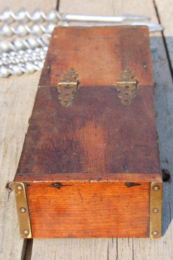 photo of antique Winchester tool box, brass & wood case for auger drill bits, 1898 patent #12