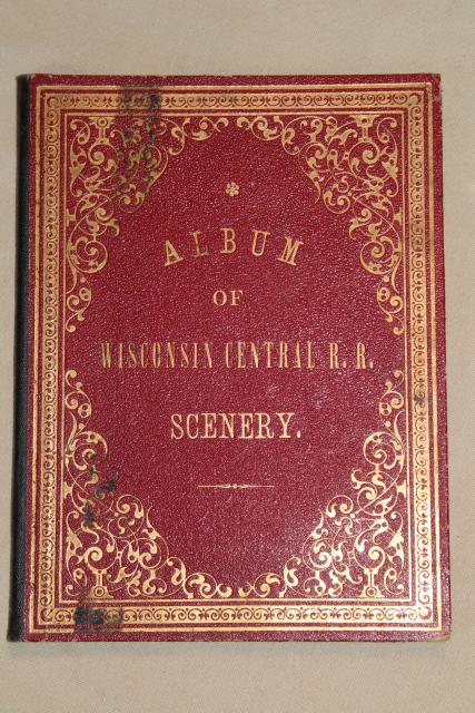 photo of antique Wisconsin Central railroad souvenir, fold out postcard photo album #1