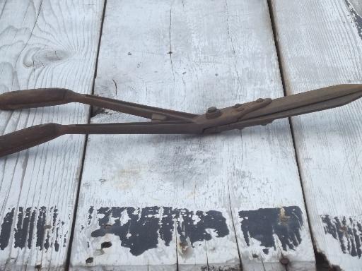 photo of antique Wiss garden shears, vintage  hand hedge clippers loppers #6