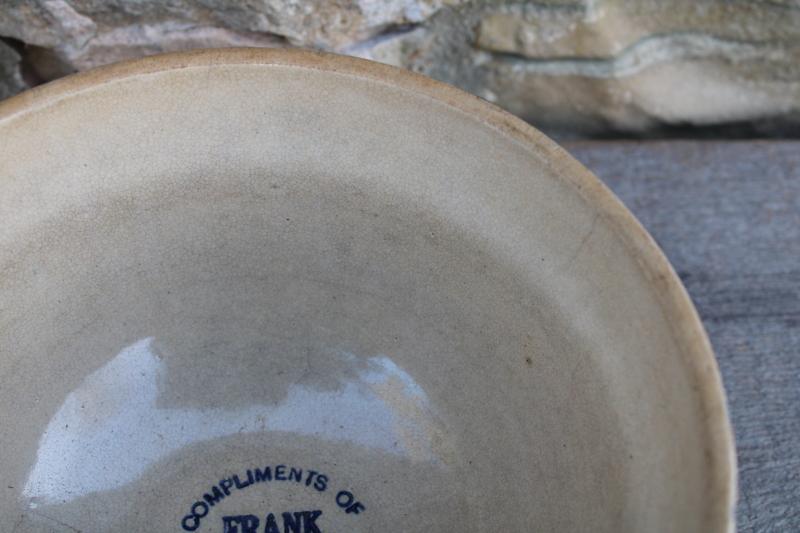 photo of antique advertising bowl Albany Wisconsin, Red Wing crock pottery spongeware #3