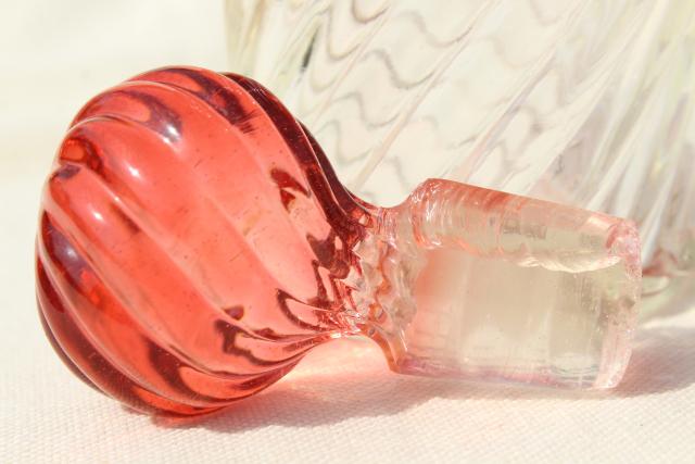 photo of antique amberina glass decanter bottle, cranberry rubena ruby shaded to clear glass #3