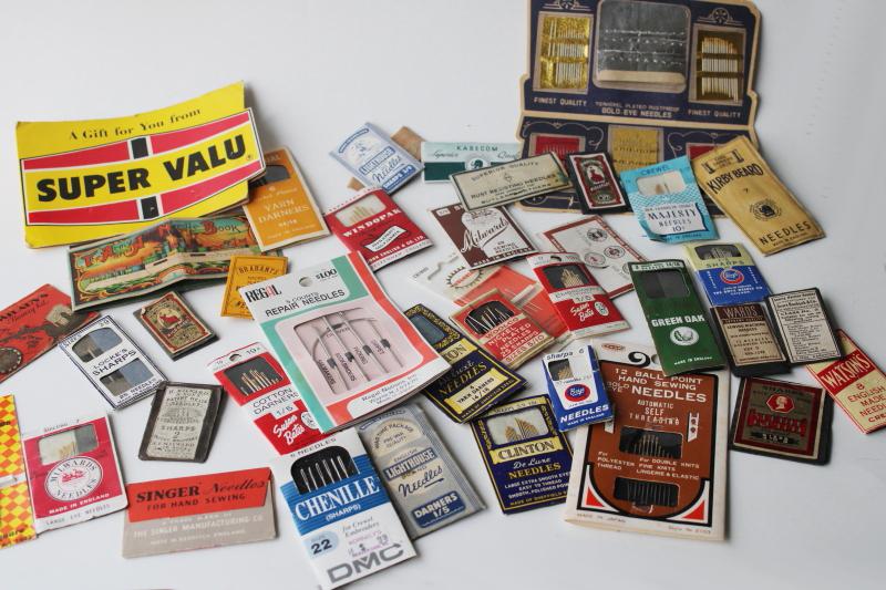 photo of antique & vintage sewing needles, old advertising notions counter packages & needle books #1