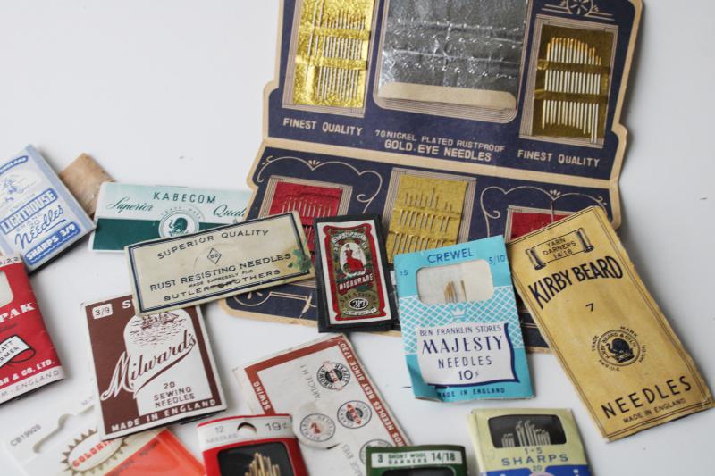 photo of antique & vintage sewing needles, old advertising notions counter packages & needle books #3