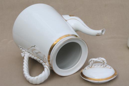 photo of antique anchor & cable rope Haviland Limoges porcelain, china coffee pot & pitcher #11