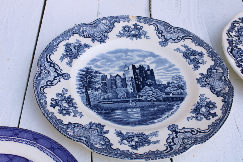 photo of antique & vintage blue & white china plates lot 18 different patterns, sizes gallery wall decor  #4