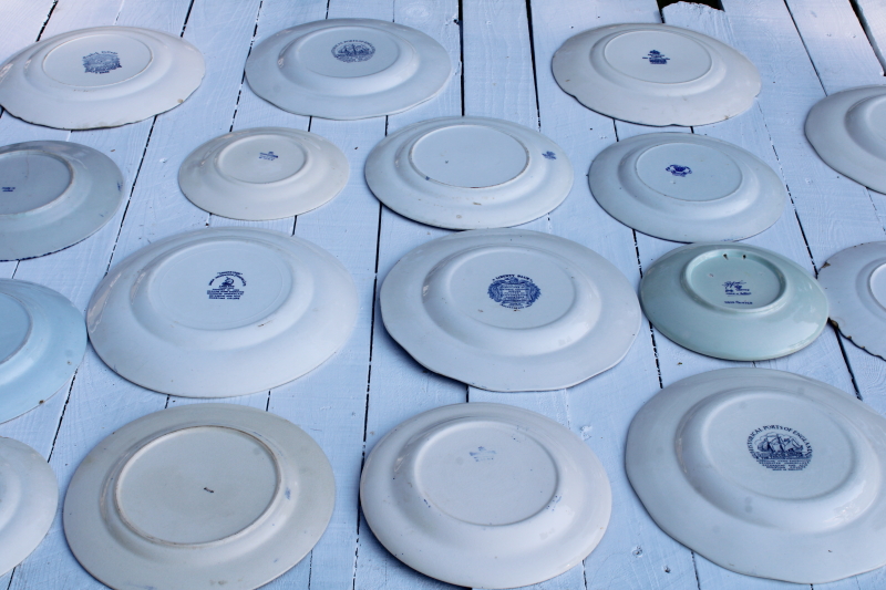 photo of antique & vintage blue & white china plates lot 18 different patterns, sizes gallery wall decor  #9