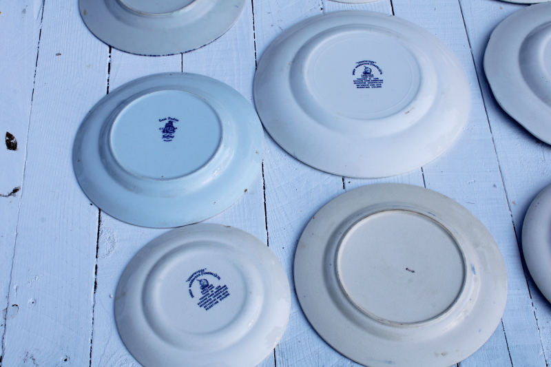 photo of antique & vintage blue & white china plates lot 18 different patterns, sizes gallery wall decor  #10