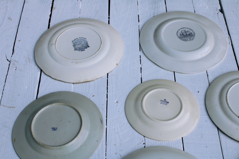 photo of antique & vintage blue & white china plates lot 18 different patterns, sizes gallery wall decor  #11