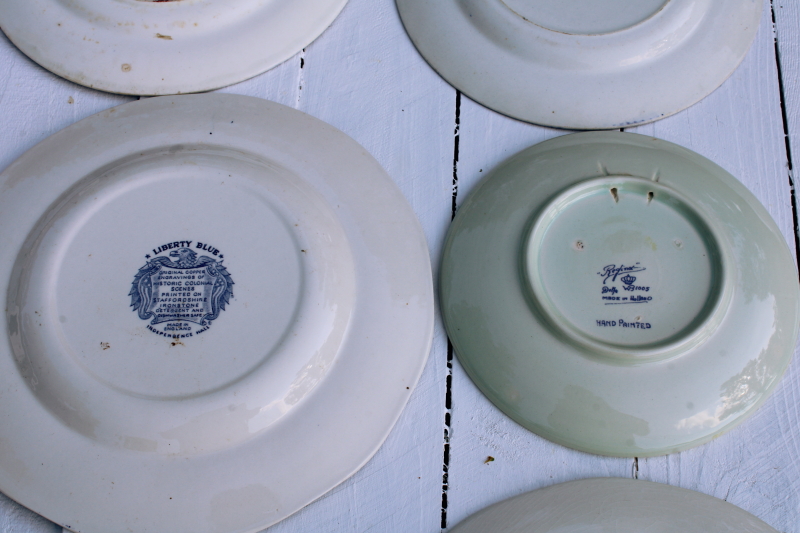 photo of antique & vintage blue & white china plates lot 18 different patterns, sizes gallery wall decor  #14