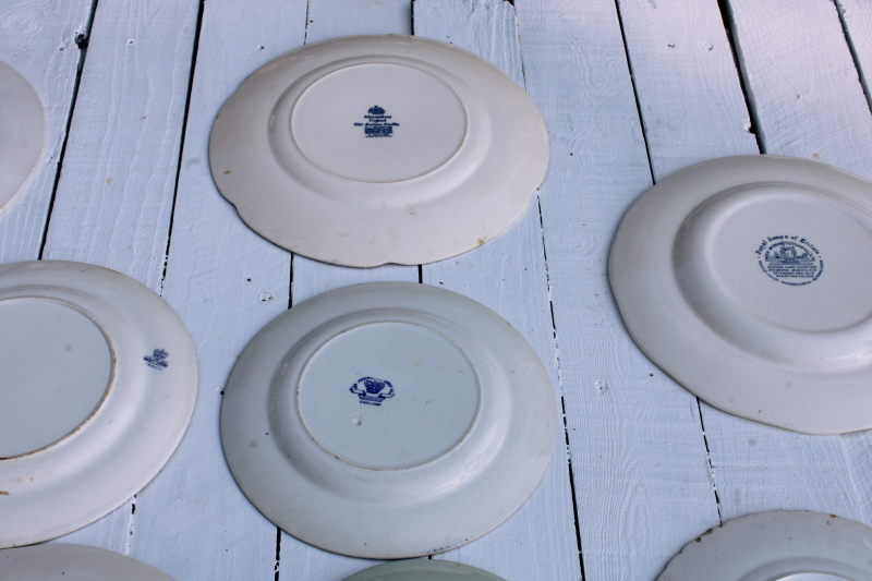 photo of antique & vintage blue & white china plates lot 18 different patterns, sizes gallery wall decor  #15