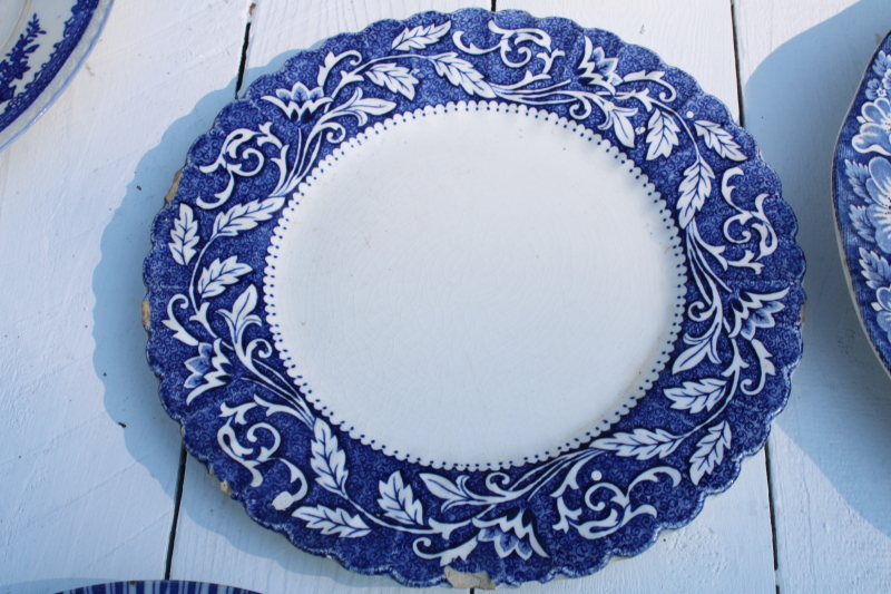 photo of antique & vintage blue & white china plates lot 18 different patterns, sizes gallery wall decor  #18