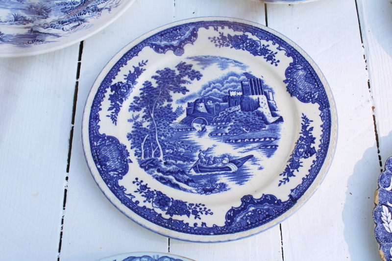 photo of antique & vintage blue & white china plates lot 18 different patterns, sizes gallery wall decor  #19