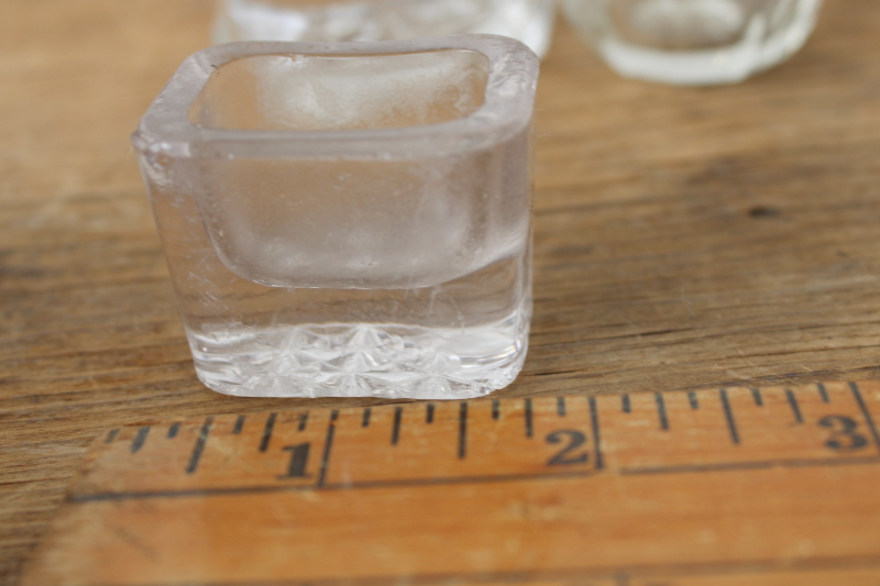 photo of antique and vintage glass salt cellars, lot of 6 different pressed glass salt dip dishes  #5