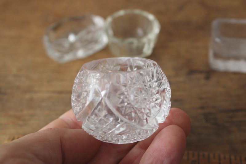 photo of antique and vintage glass salt cellars, lot of 6 different pressed glass salt dip dishes  #6