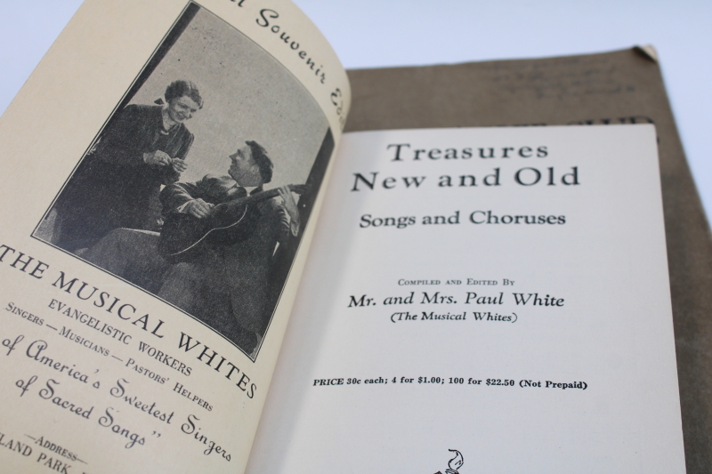 photo of antique and vintage music books, girls glee club & church choir songs old blue & white cover art  #7