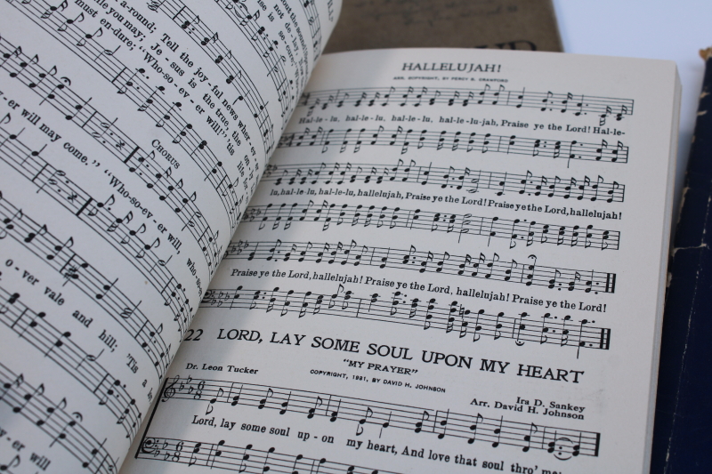 photo of antique and vintage music books, girls glee club & church choir songs old blue & white cover art  #8