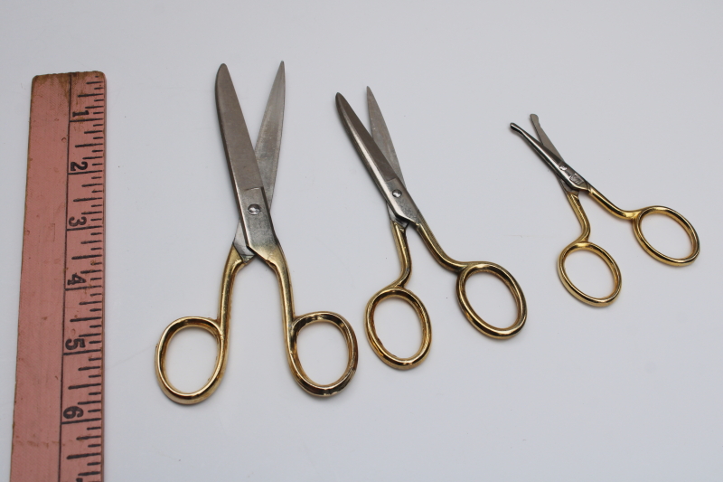 photo of antique & vintage needlework embroidery scissors lot, tiny stork scissors, set of Germany scissors  #5