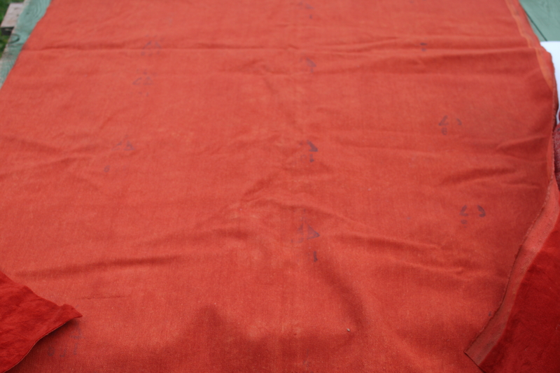 photo of antique and vintage upholstery fabric remnants lot, mohair plush, velveteen rich jewel colors emerald green & red #4