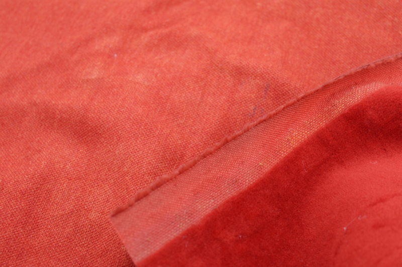 photo of antique and vintage upholstery fabric remnants lot, mohair plush, velveteen rich jewel colors emerald green & red #5