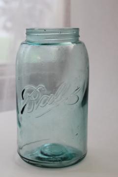 catalog photo of antique aqua blue glass one quart size jar Ball Mason with 3L script lettering