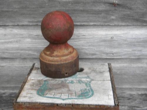 photo of antique architectural cast iron cannon ball finial hitching/gate post #1