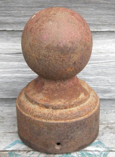 photo of antique architectural cast iron cannon ball finial hitching/gate post #2