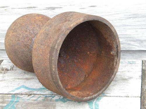 photo of antique architectural cast iron cannon ball finial hitching/gate post #3