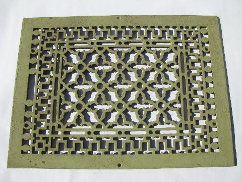 photo of antique architectural hardware, vintage cast iron register grate, old ironwork #1