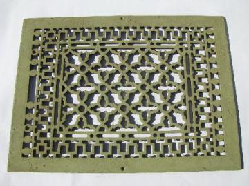 catalog photo of antique architectural hardware, vintage cast iron register grate, old ironwork