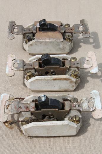 photo of antique architectural light switches, old  switches w/ porcelain bodies, lot of 11 #3