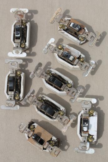 photo of antique architectural light switches, old  switches w/ porcelain bodies, lot of 11 #4