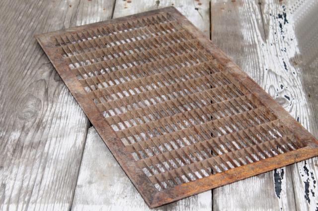 photo of antique architectural register grate large vintage steel floor vent grating #1