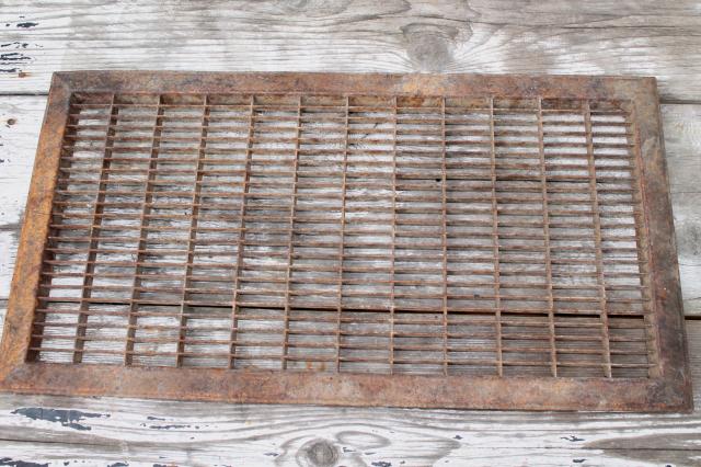 photo of antique architectural register grate large vintage steel floor vent grating #2