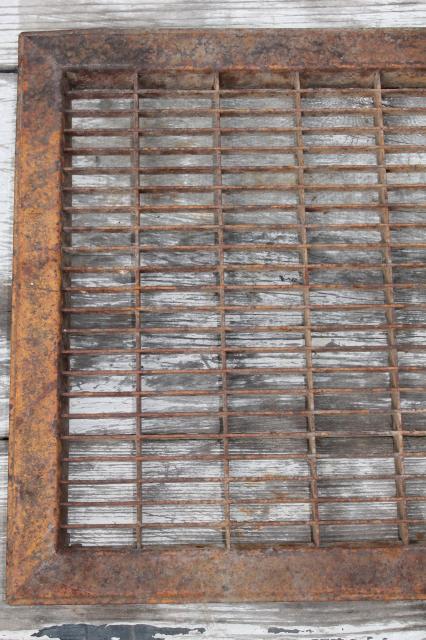 photo of antique architectural register grate large vintage steel floor vent grating #3