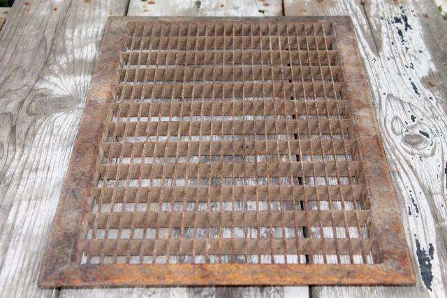 photo of antique architectural register grate large vintage steel floor vent grating #4