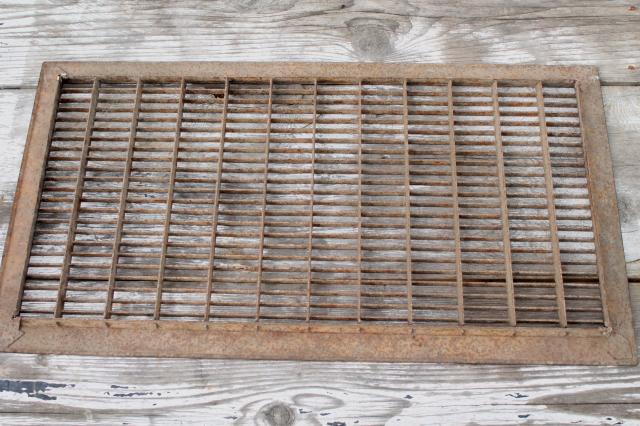 photo of antique architectural register grate large vintage steel floor vent grating #7