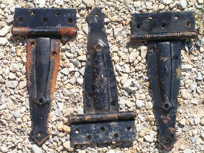 photo of antique architectural wrought iron strap hinges #1