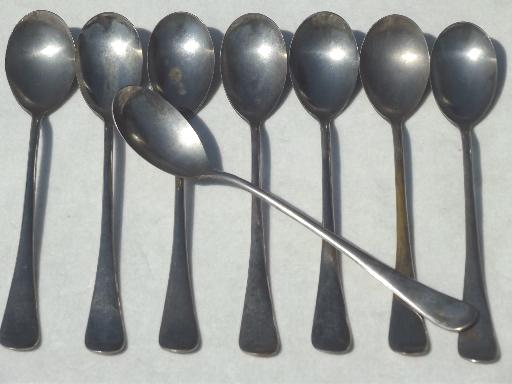 photo of antique art deco iced tea spoons set, coin silver plate over solid brass #1